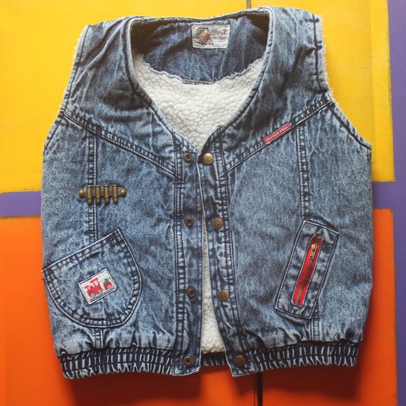 Cute Denim Sherpa Vest - Picture 1 of 7